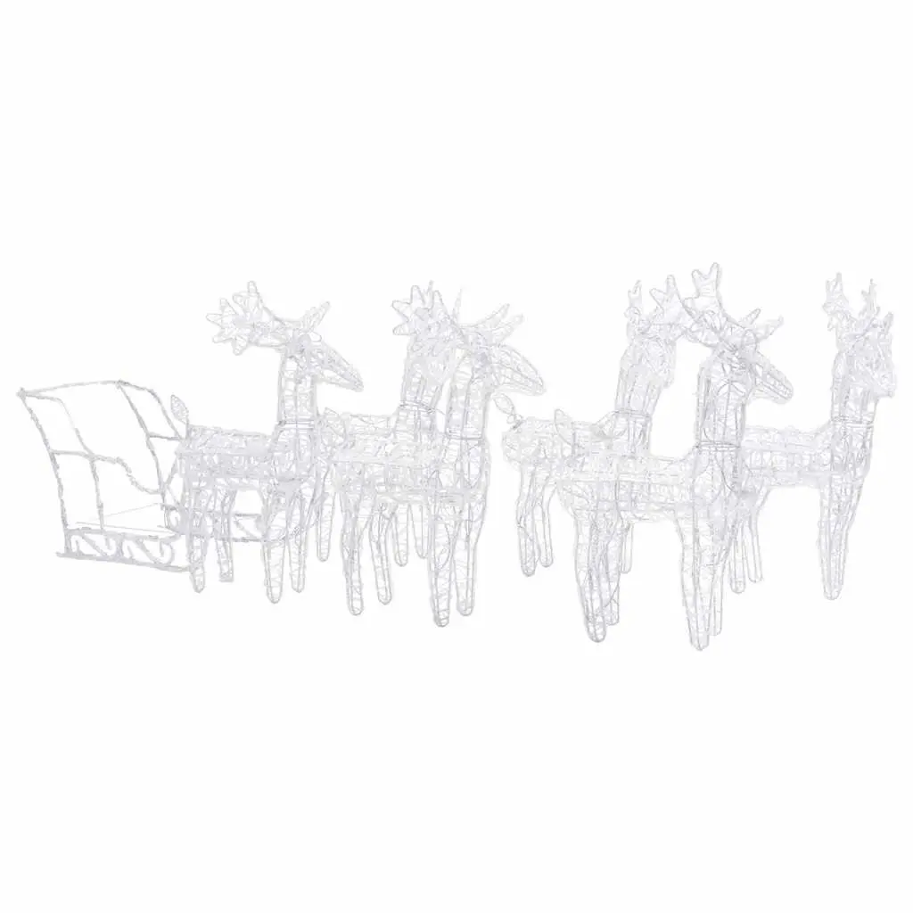 Christmas Yard Decoration Reindeer Sleigh 320 LED Lights Acrylic Blue