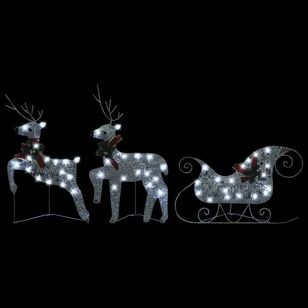 Christmas Decoration Reindeer Sleigh LED Lights 140 Outdoor Indoor Silver
