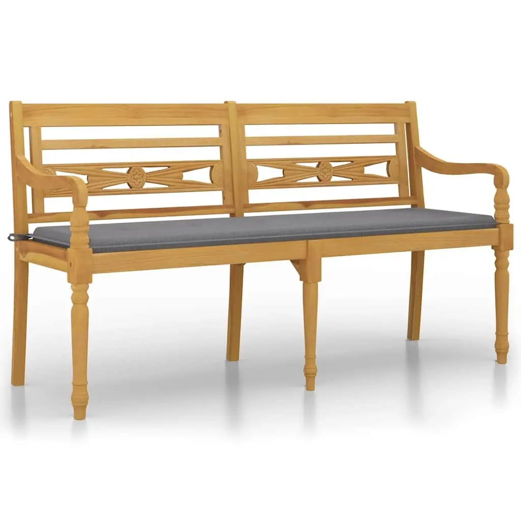 Outdoor Bench Garden Seating 150cm Wooden Brown with Armrests Backrest Cushion