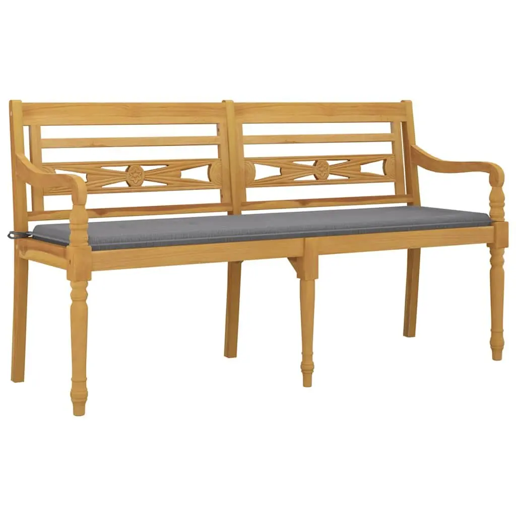Outdoor Bench Garden Seating 150cm Wooden Brown with Armrests Backrest Cushion