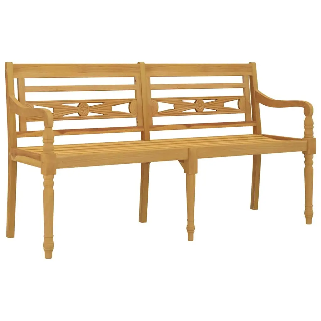 Outdoor Bench Garden Seating 150cm Wooden Brown with Armrests Backrest Cushion