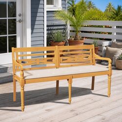 Quality Teak Wood Outdoor Bench with Comfort Features