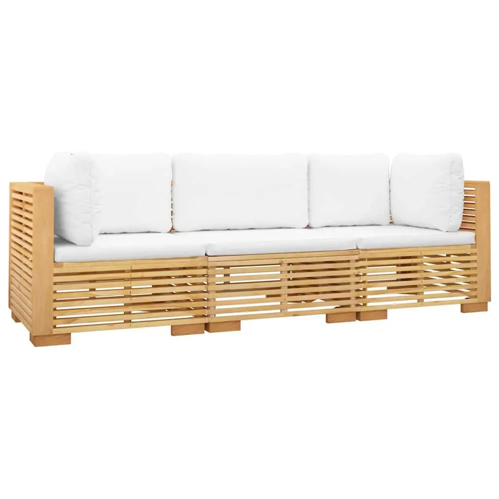 3 Piece Outdoor Lounge Set Garden Furniture Brown Teak Wood Cushions