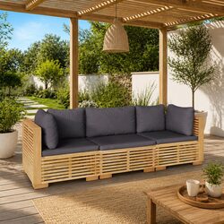 Comfortable 3 Piece Teak Garden Lounge Set
