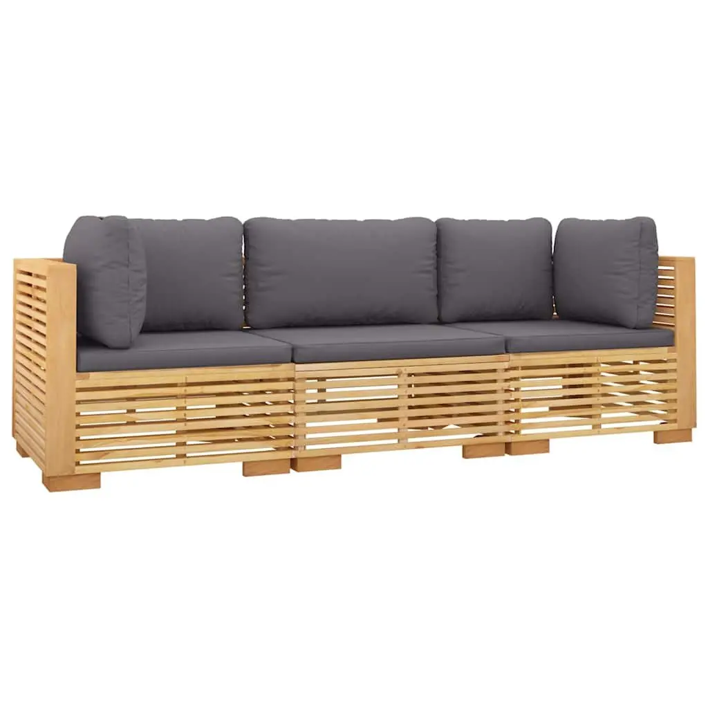 3 Piece Garden Lounge Set Outdoor Furniture Cushions Solid Wood Teak Brown