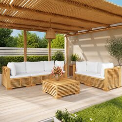Comfortable Brown Teak 6-Piece Garden Lounge Set