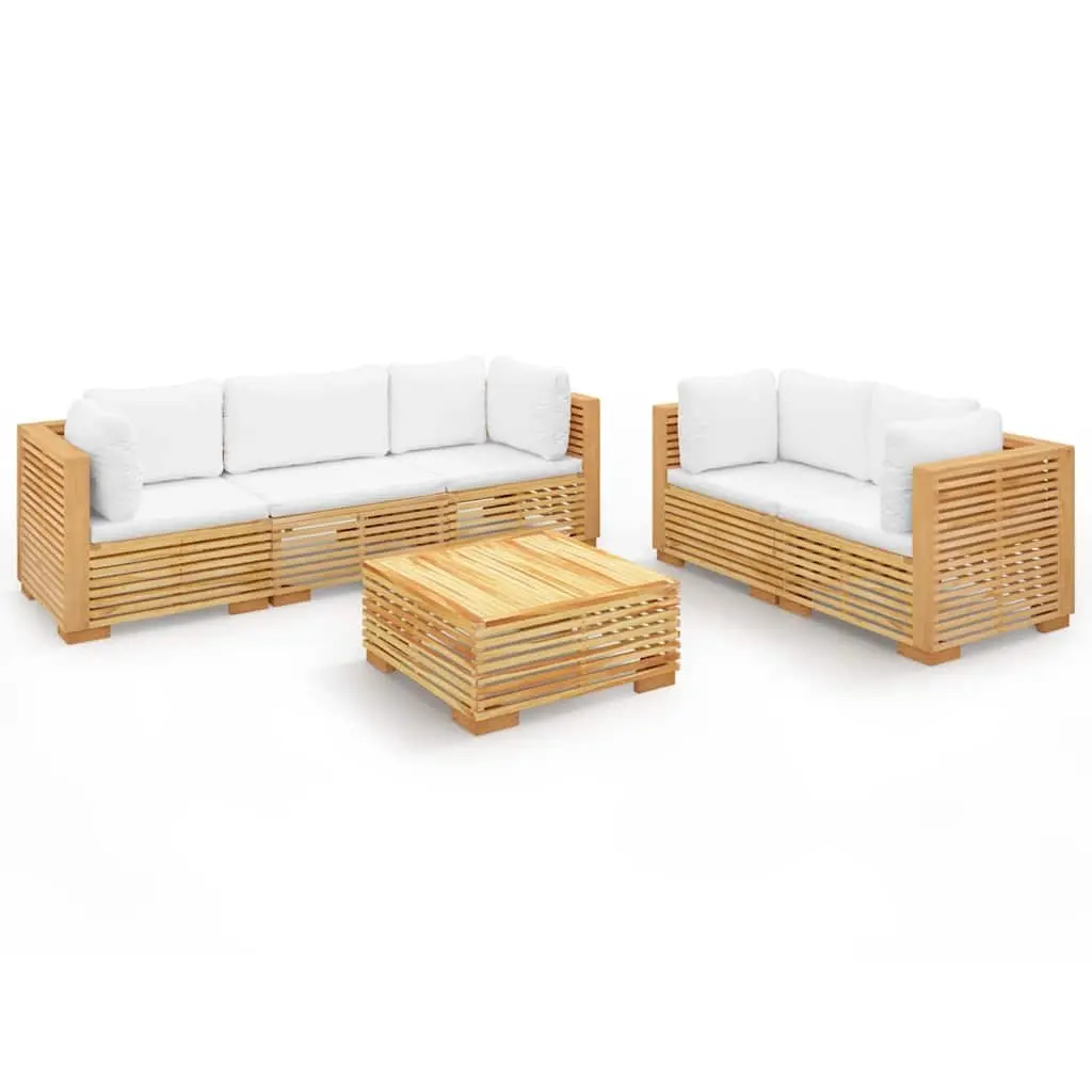 Garden Lounge Set 6 Piece Outdoor Furniture Sofa with Cushions Solid Wood Brown