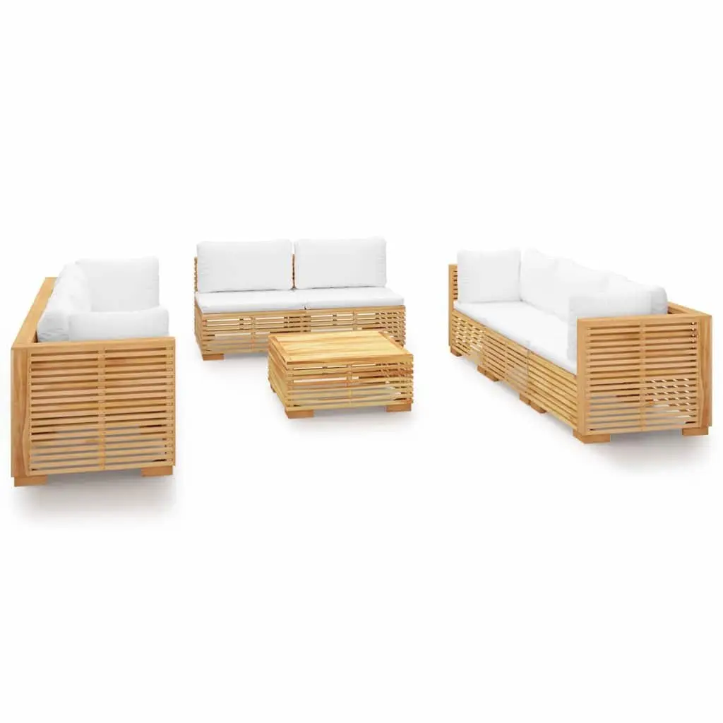 9 Piece Garden Lounge Set Outdoor Furniture Cushions Solid Wood Teak Brown