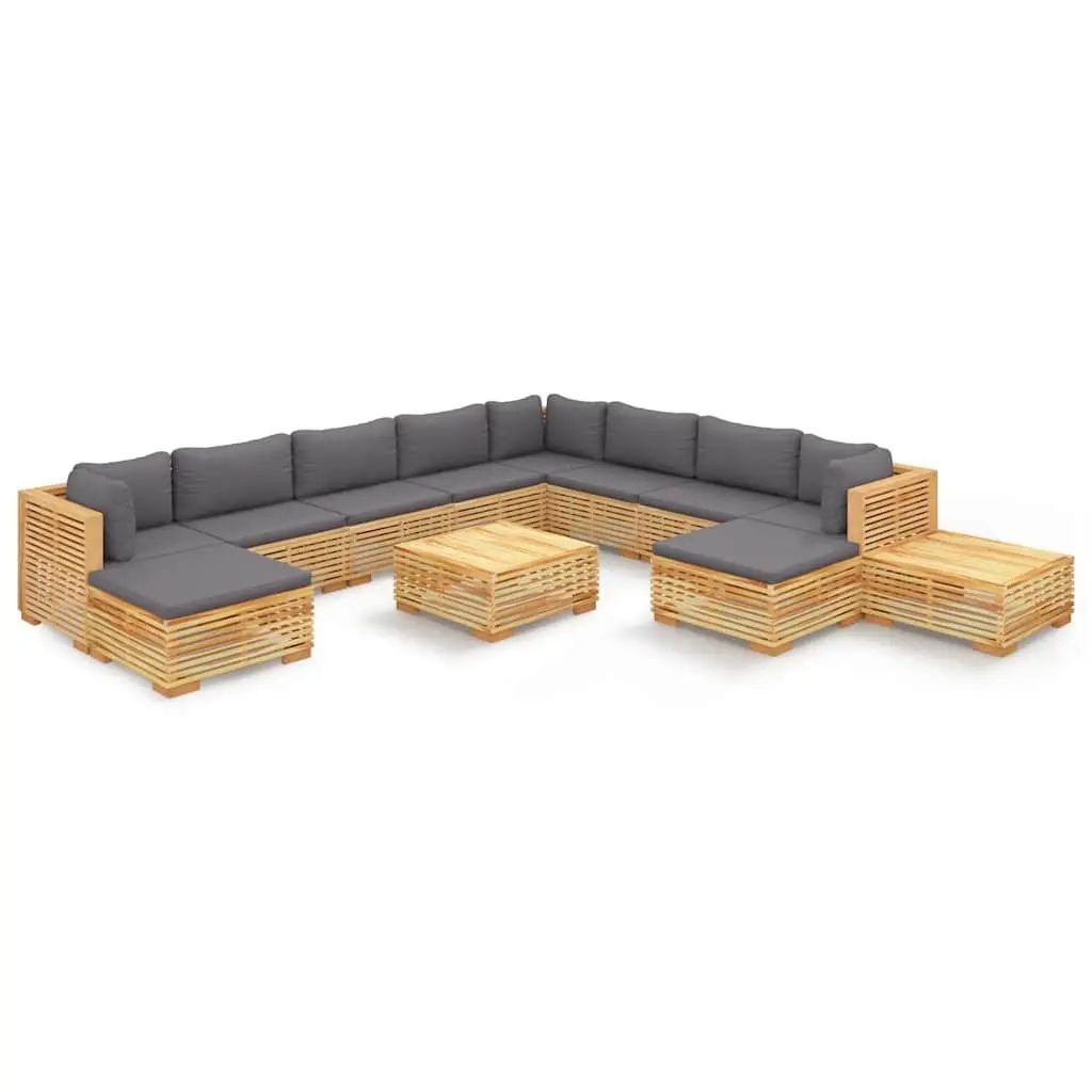 Garden Lounge Set 12 Piece Outdoor Furniture Seating Solid Teak Wood Brown
