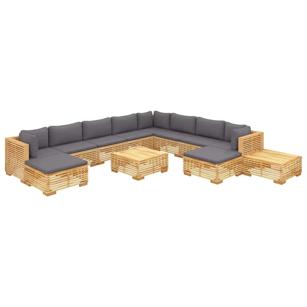 Garden Lounge Set 12 Piece Outdoor Furniture Seating Solid Teak Wood Brown