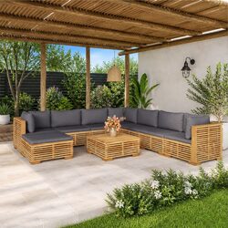 Comfortable 9 Piece Lounge Set with Quality Teak Wood