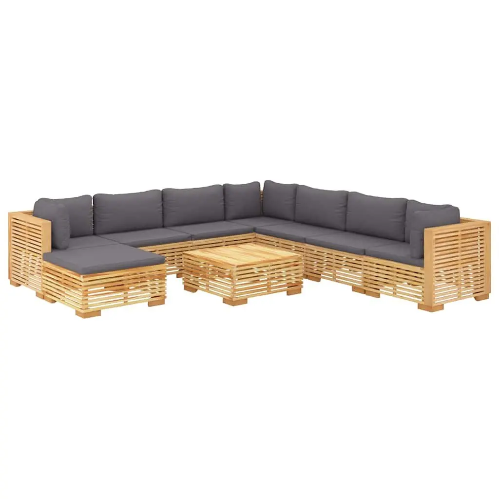 9 Piece Garden Lounge Set Outdoor Furniture Teak Wood Brown