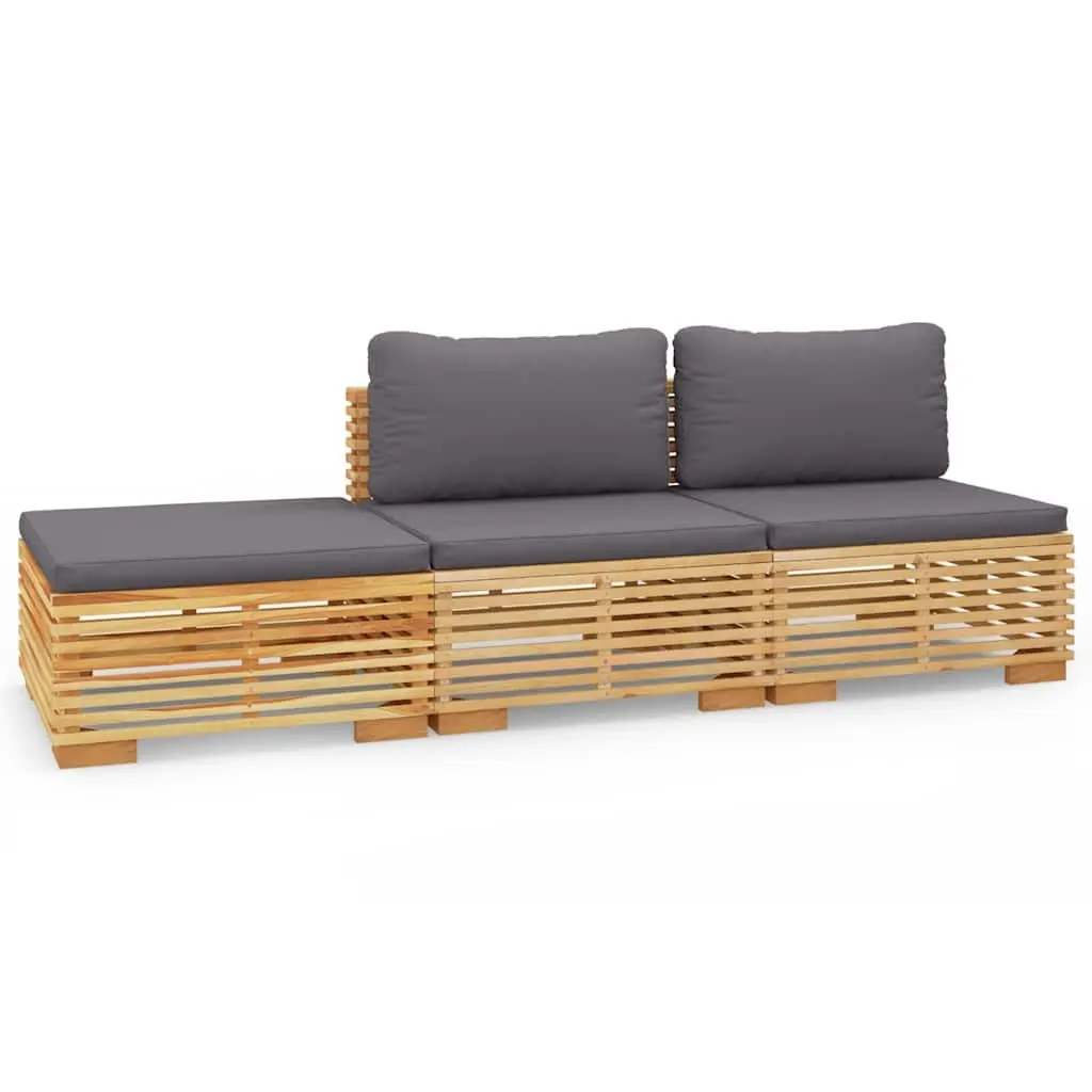3 Piece Garden Lounge Set Outdoor Furniture Cushions Solid Wood Teak Brown