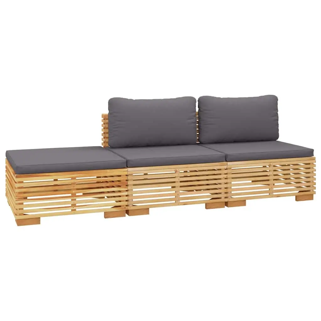 3 Piece Garden Lounge Set Outdoor Furniture Cushions Solid Wood Teak Brown