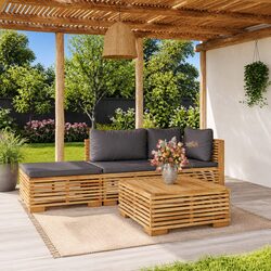 Practical 4 Piece Outdoor Lounge Set with Added Comfort