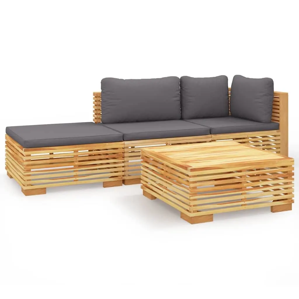 Garden Lounge Set Outdoor Furniture 4 Piece Solid Wood Brown