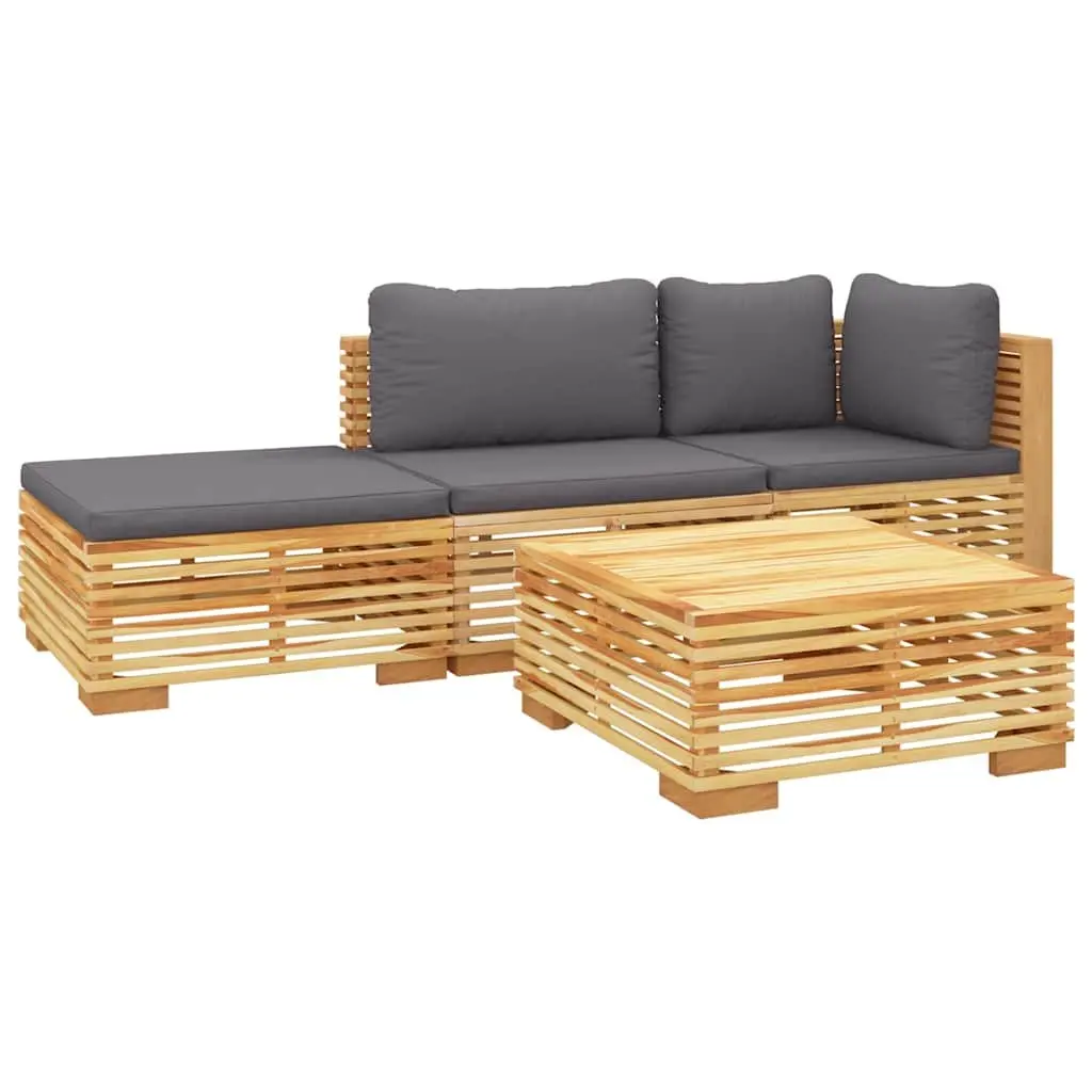 Garden Lounge Set Outdoor Furniture 4 Piece Solid Wood Brown