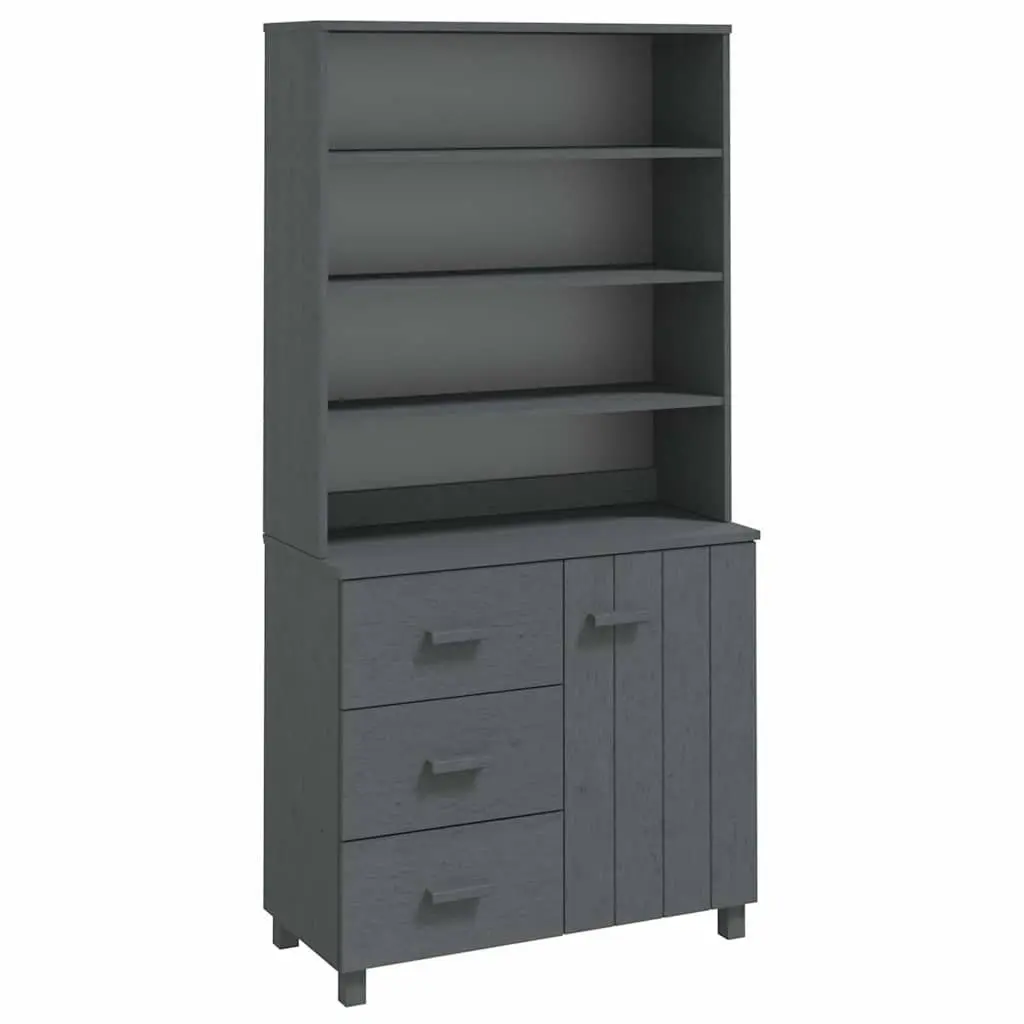 Grey Wooden Highboard Storage Cabinet with Doors Drawers and Shelves