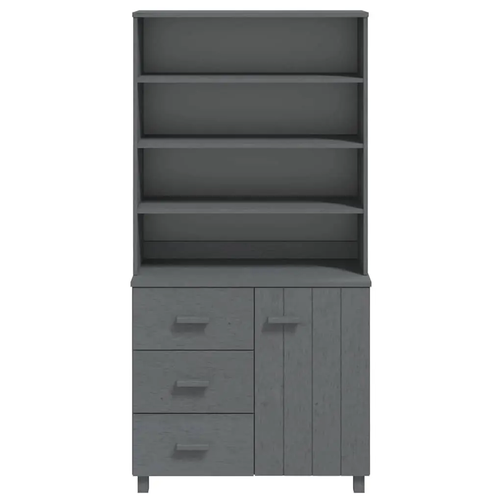Grey Wooden Highboard Storage Cabinet with Doors Drawers and Shelves