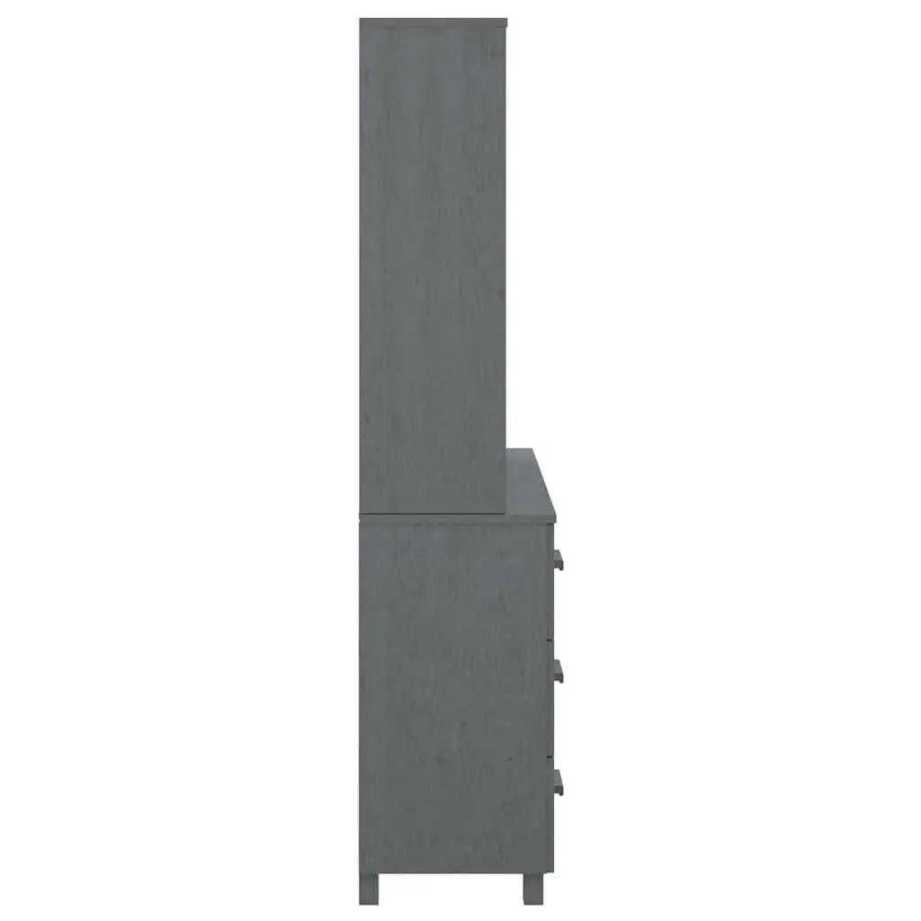 Grey Wooden Highboard Storage Cabinet with Doors Drawers and Shelves