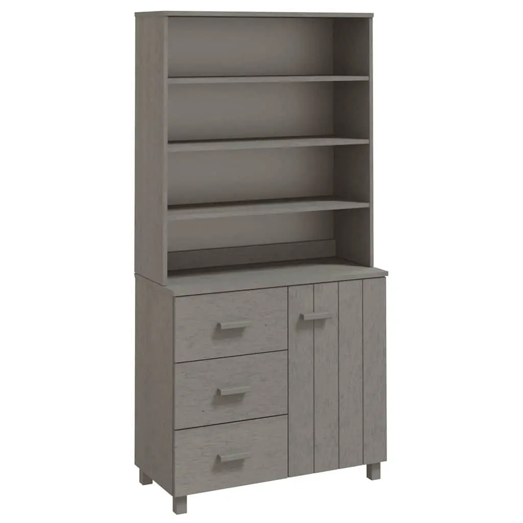 Highboard Sideboard Solid Pine Wood Buffet Cabinet Storage Grey 1 Door 3 Drawers