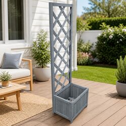 Reliable Grey Wooden Trellis Planter for Your Garden