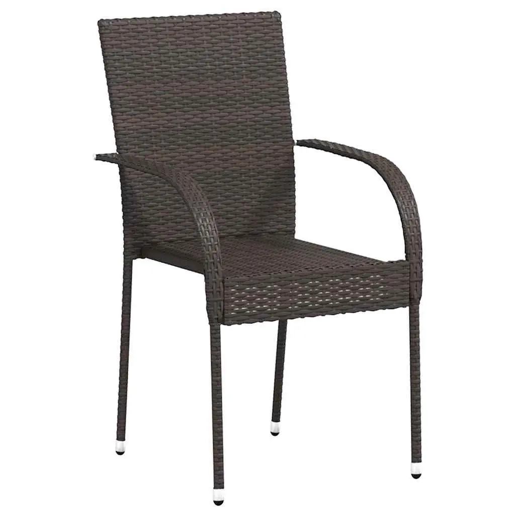 Stackable Outdoor Chairs 4 pcs PE Rattan Garden Patio Dining Seating Brown