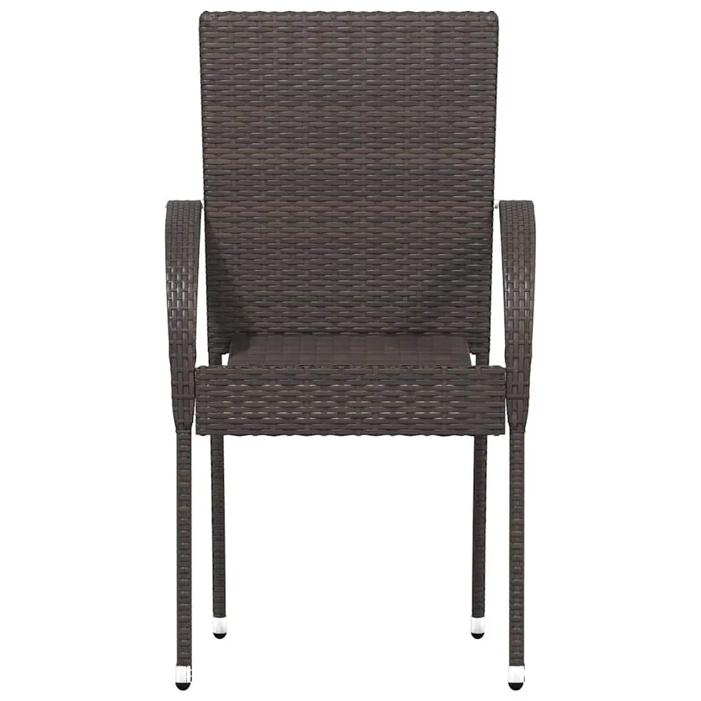 Stackable Outdoor Chairs 4 pcs PE Rattan Garden Patio Dining Seating Brown