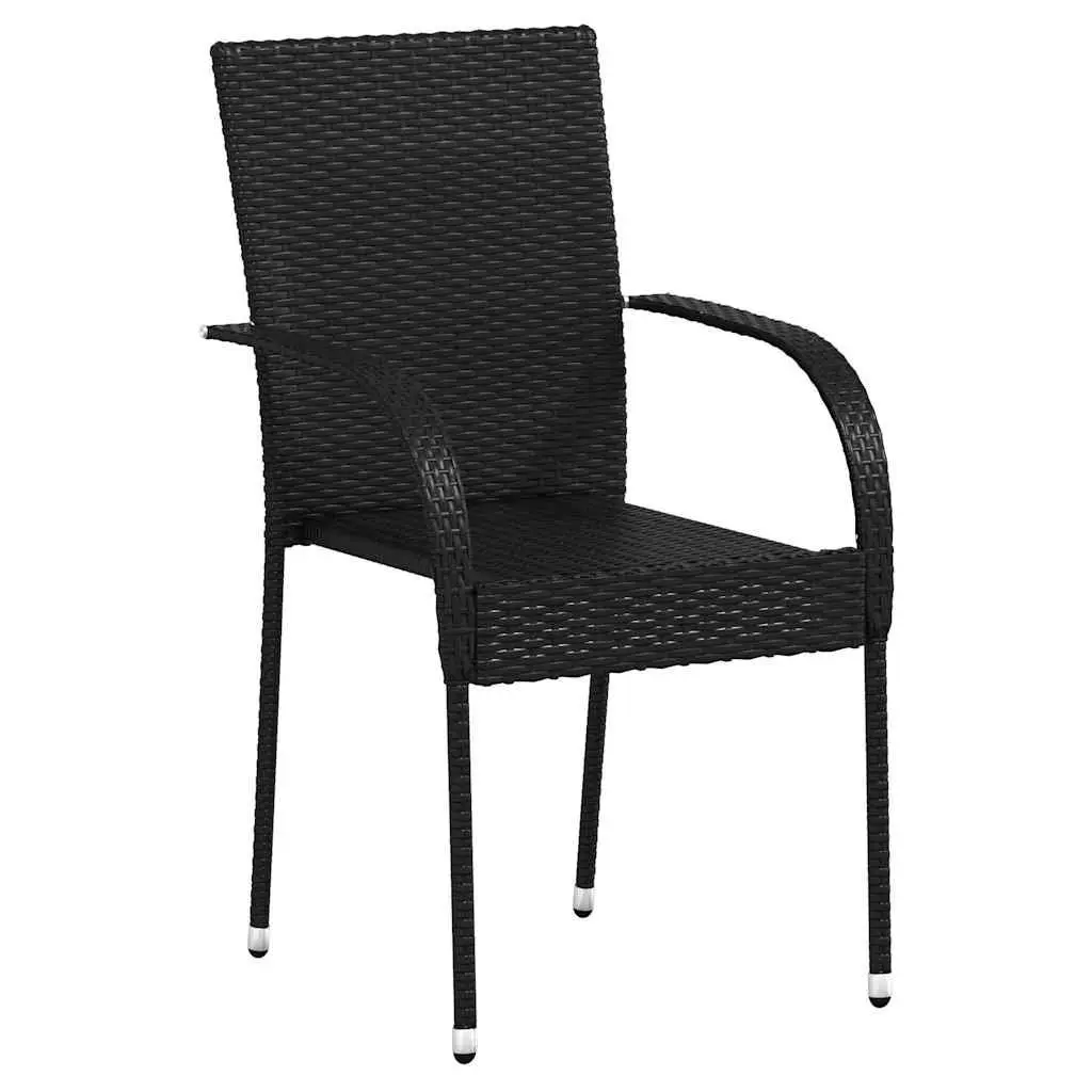 Stackable Outdoor Dining Chairs Garden Patio Seating Set 4 Piece Black Rattan