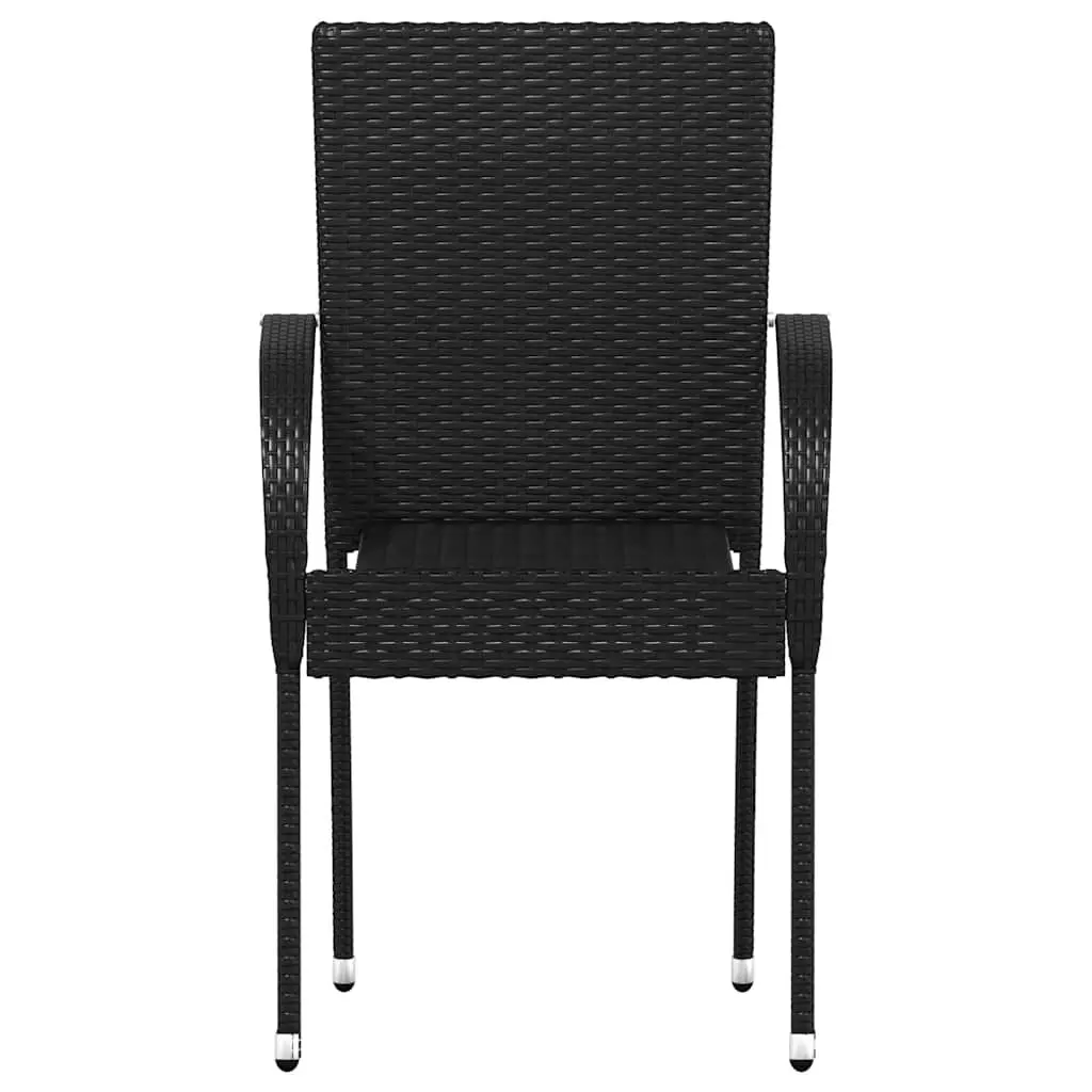 Stackable Outdoor Dining Chairs Garden Patio Seating Set 4 Piece Black Rattan
