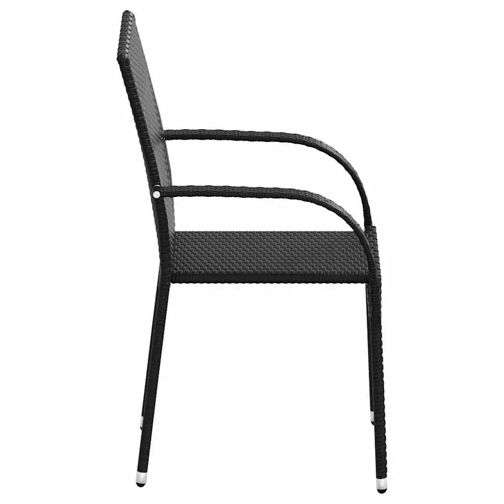 Stackable Outdoor Dining Chairs Garden Patio Seating Set 4 Piece Black Rattan