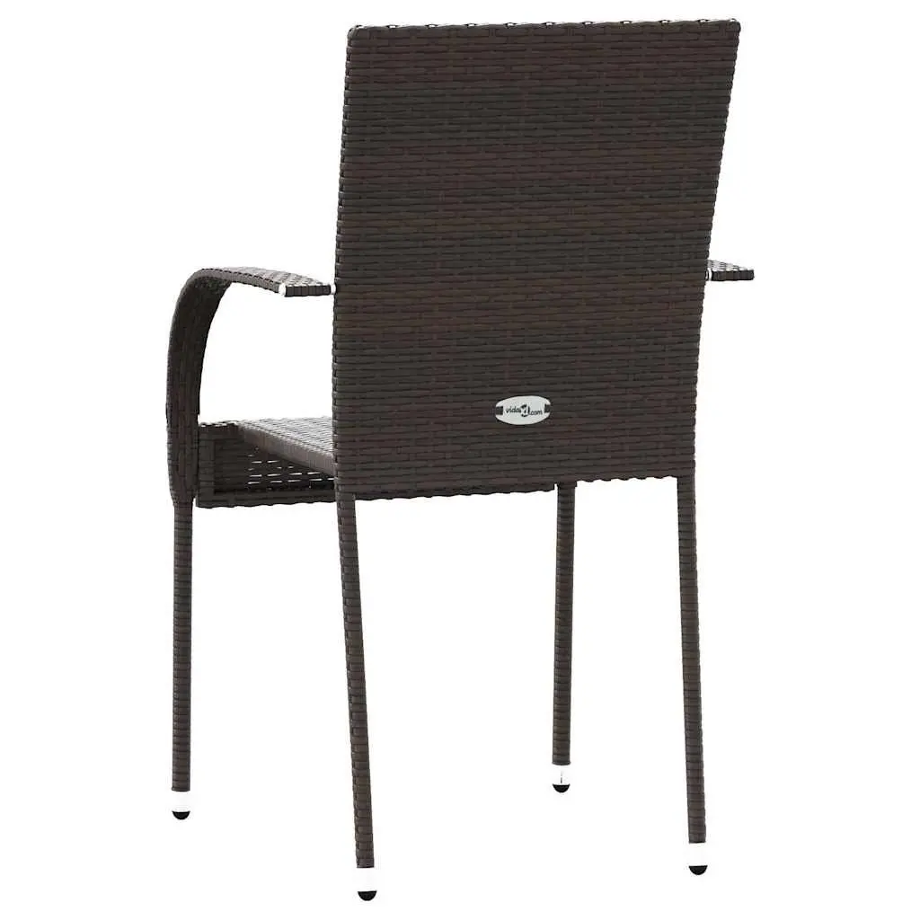 Stackable Outdoor Dining Chairs 6 pcs Garden Patio Rattan Brown PE Weather
