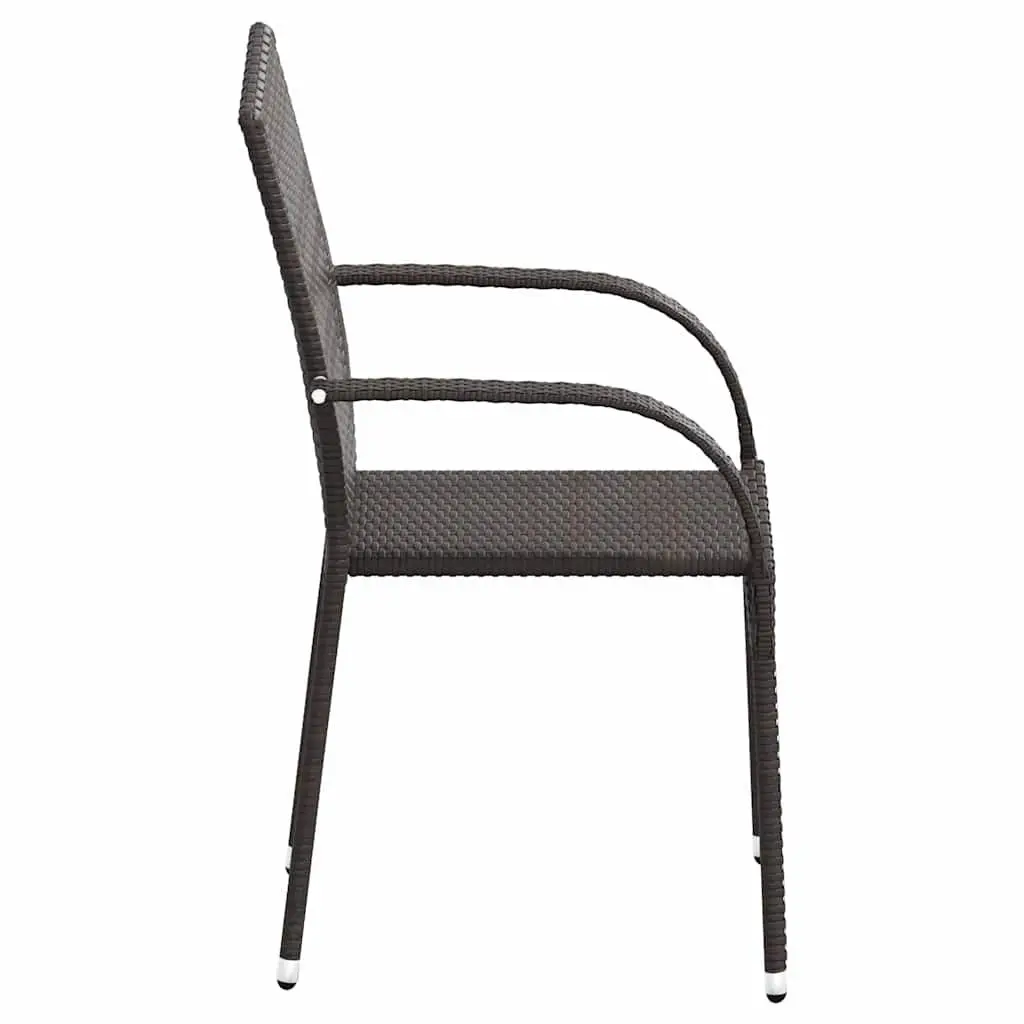 Stackable Outdoor Dining Chairs 6 pcs Garden Patio Rattan Brown PE Weather