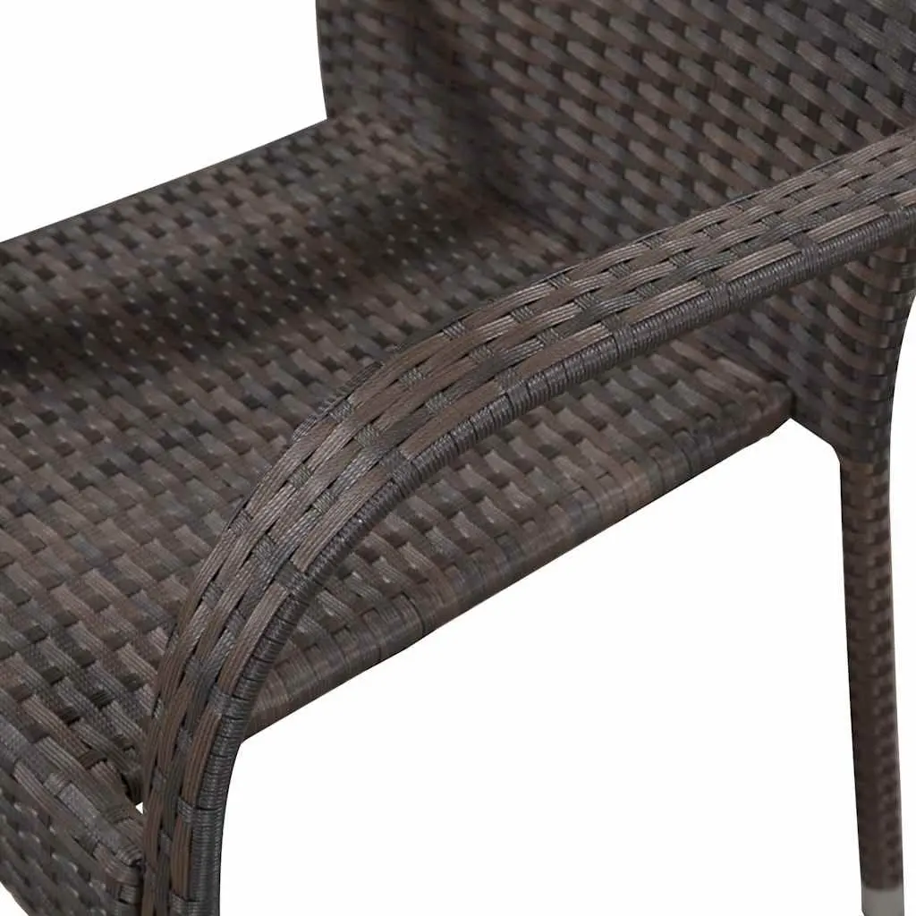 Stackable Outdoor Dining Chairs 6 pcs Garden Patio Rattan Brown PE Weather