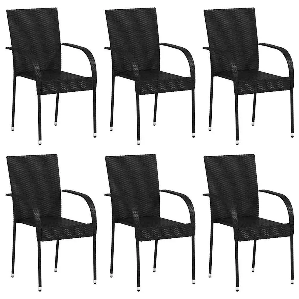 Outdoor Stackable Chairs 6 Piece Set Garden Patio Dining Seating Black