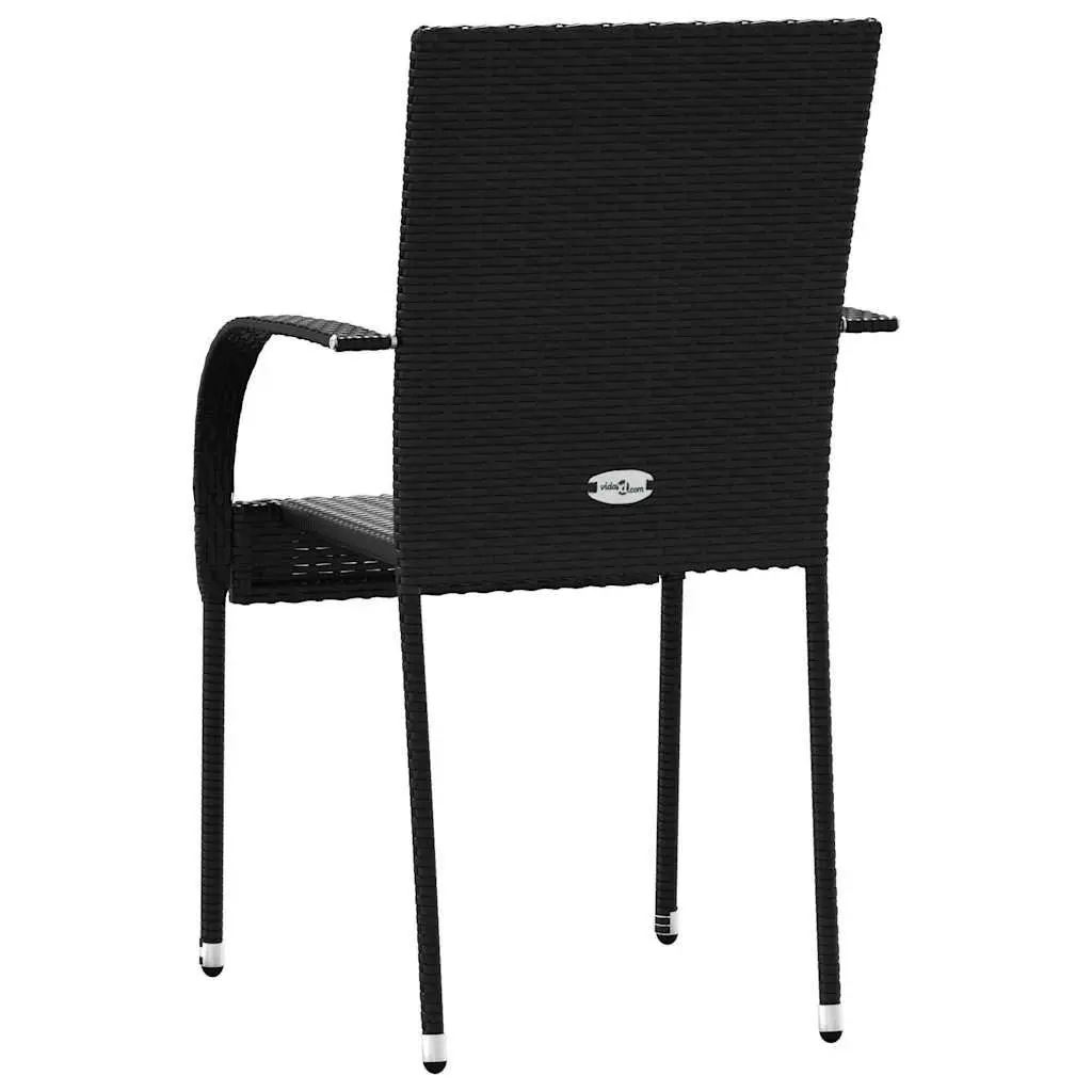 Outdoor Stackable Chairs 6 Piece Set Garden Patio Dining Seating Black