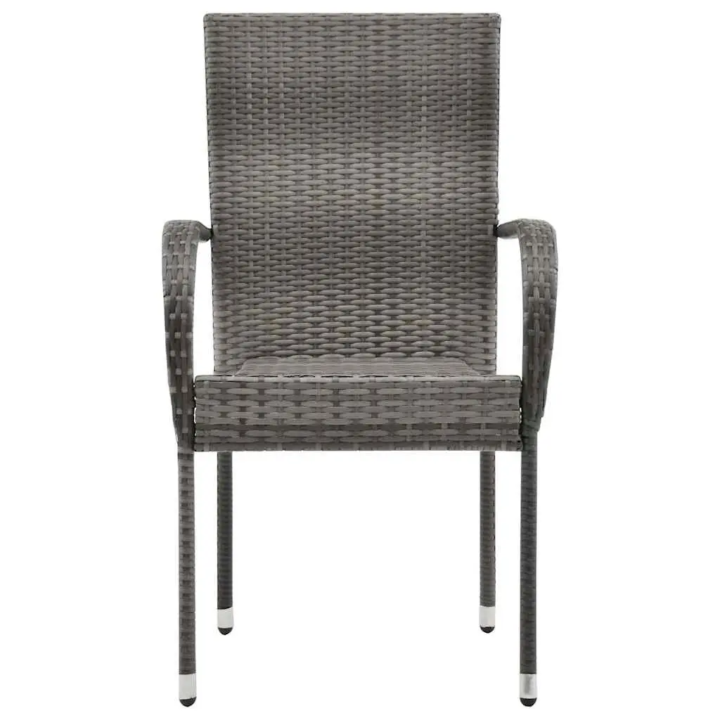 Outdoor Stackable Dining Chairs 6 Piece Set Grey Rattan Garden Patio Seating