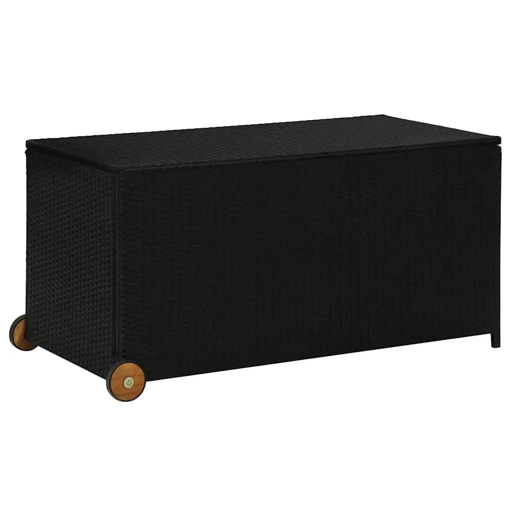 Garden Storage Box Outdoor Cushion Organizer 120x65x61cm Black Poly Rattan