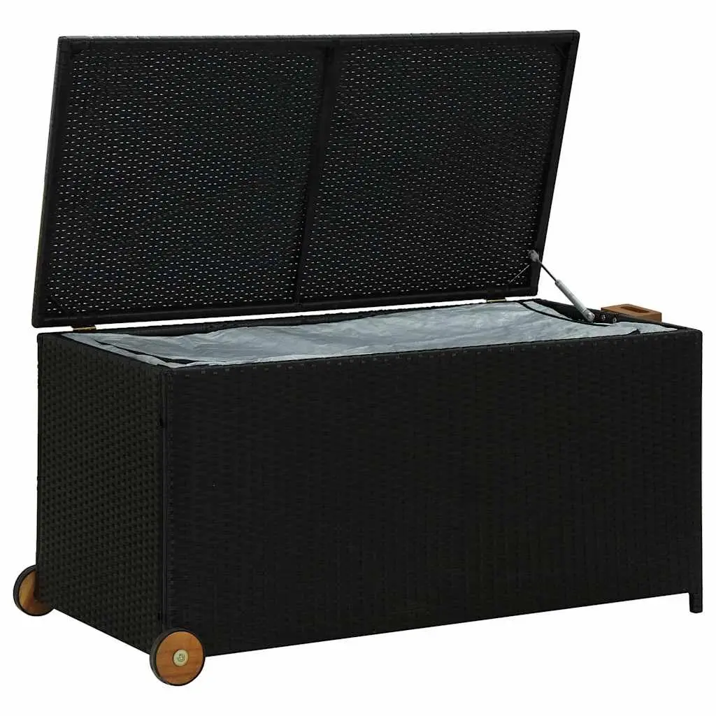 Garden Storage Box Outdoor Cushion Organizer 120x65x61cm Black Poly Rattan