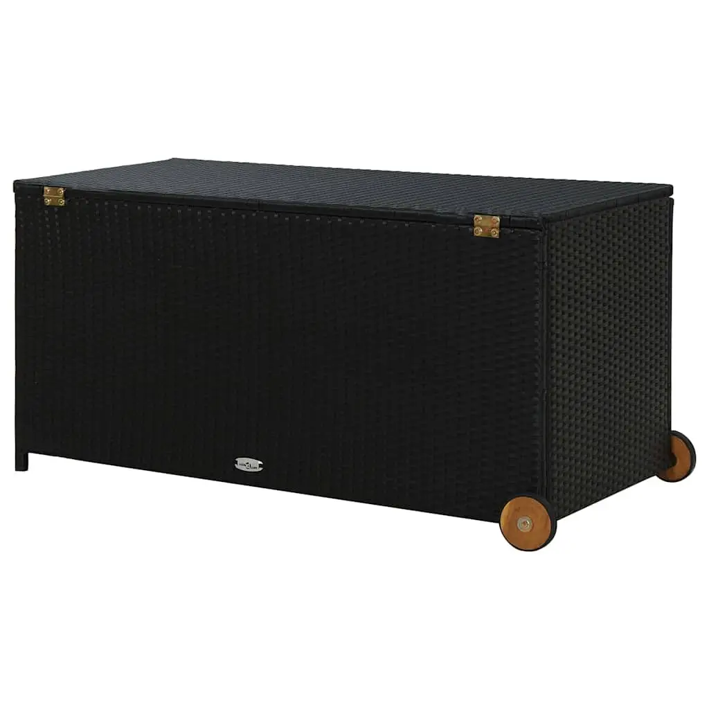 Garden Storage Box Outdoor Cushion Organizer 120x65x61cm Black Poly Rattan