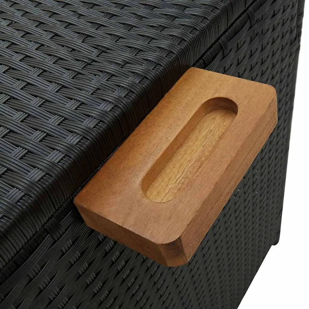 Garden Storage Box Outdoor Cushion Organizer 120x65x61cm Black Poly Rattan