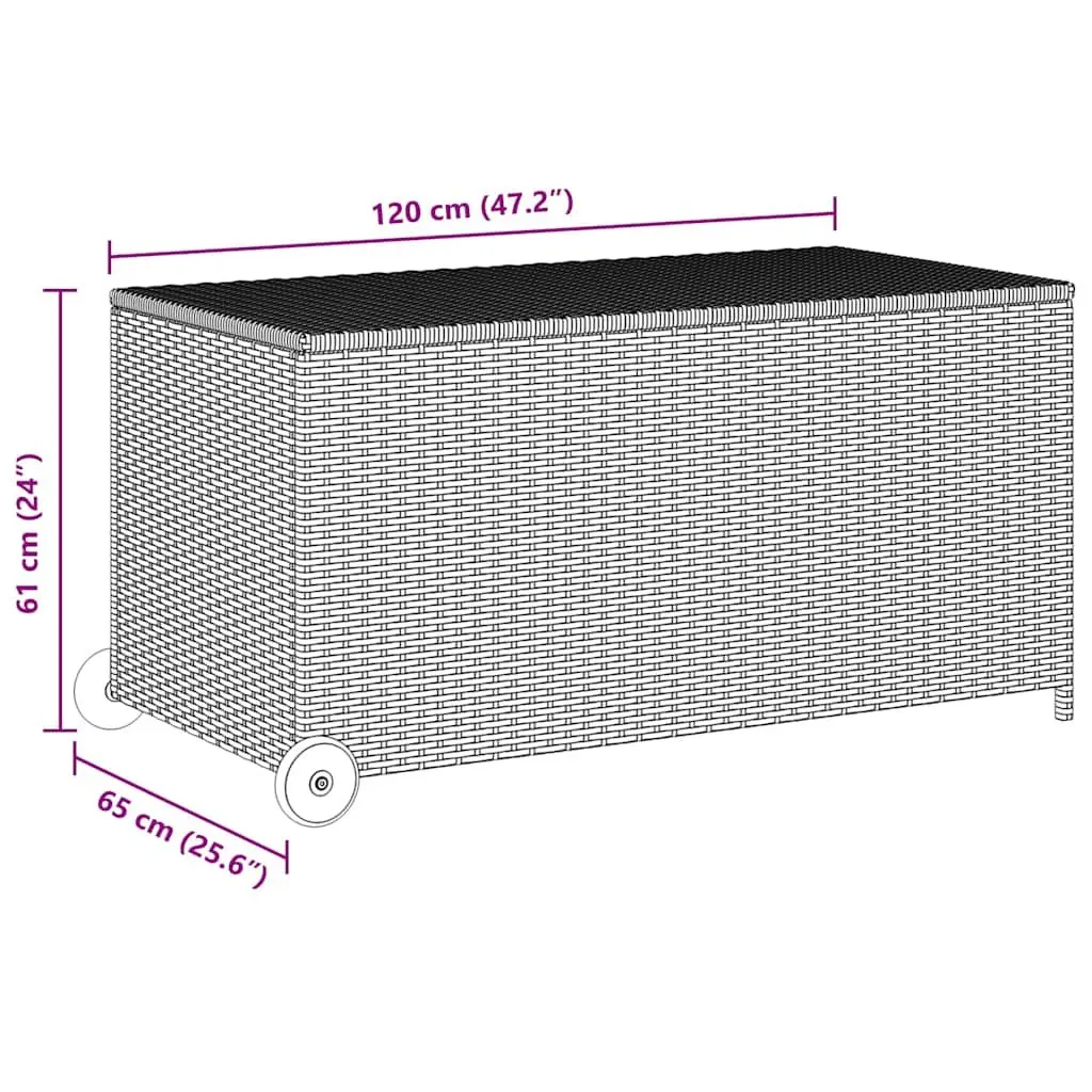 Garden Storage Box Outdoor Cushion Organizer 120x65x61cm Black Poly Rattan