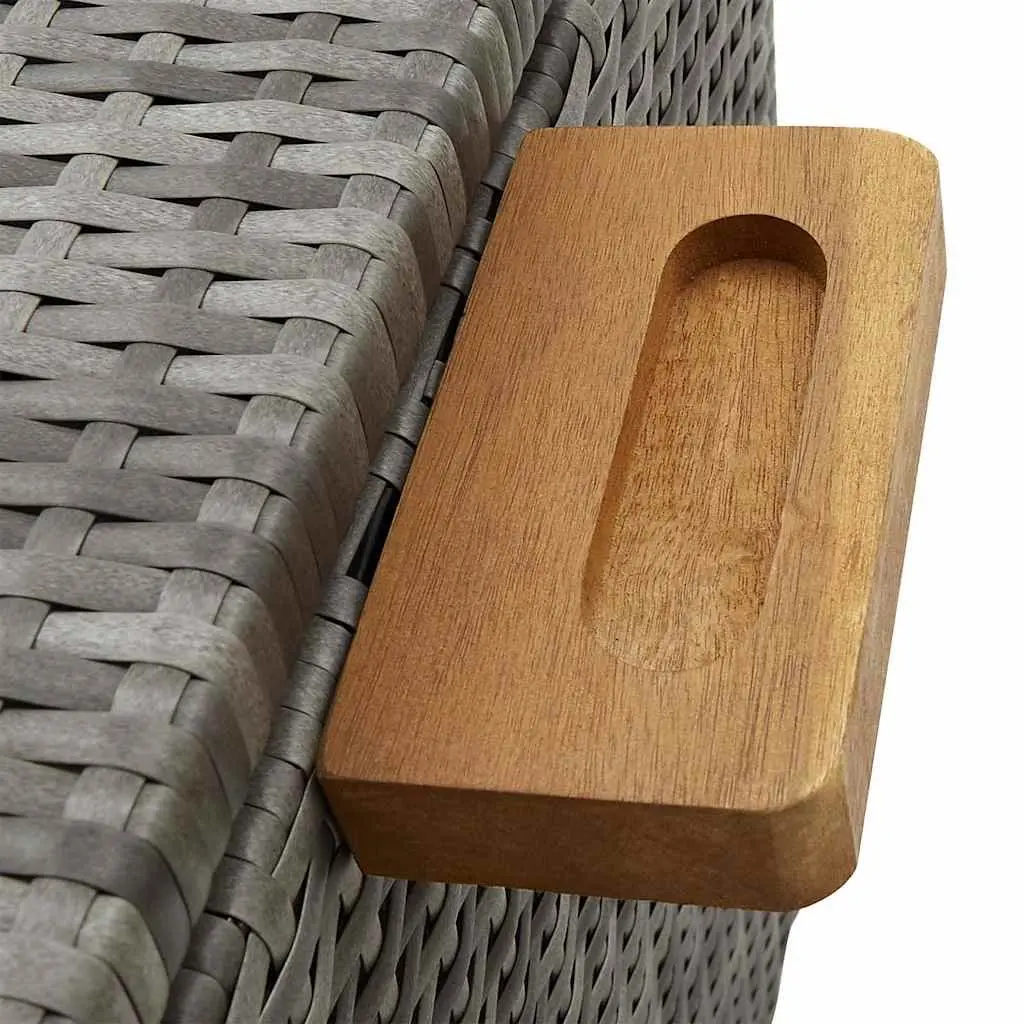 Outdoor Storage Box Grey Poly Rattan Garden Deck Patio Furniture with Wheels