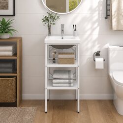White Iron Frame Washbasin Unit: Practical and Elegant