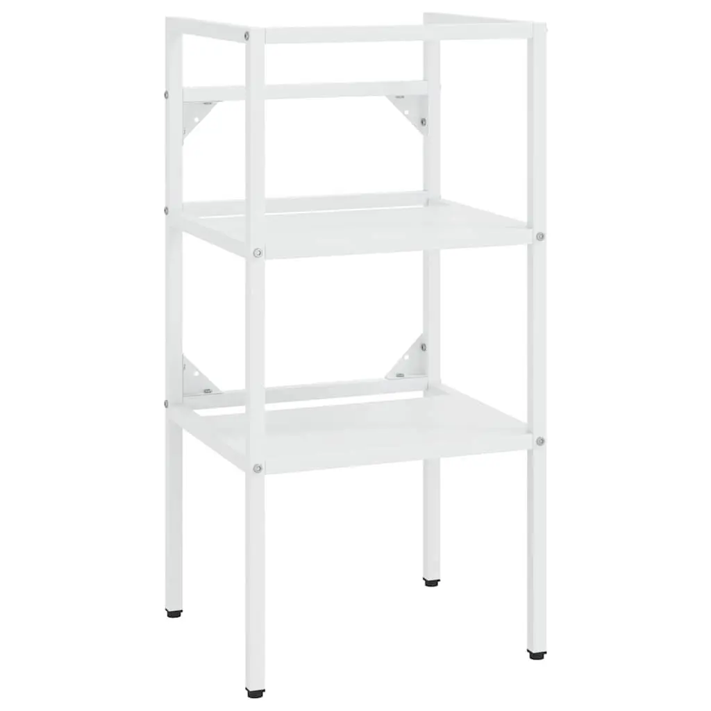 Bathroom Washbasin Vanity Unit White Iron Frame Built-in Ceramic Basin Storage