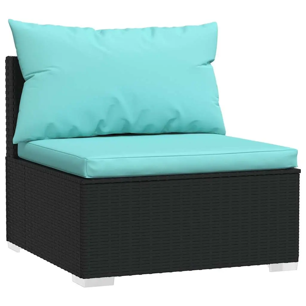 Poly Rattan Garden Lounge Set 2 Piece Modular Outdoor Furniture Black Cushions