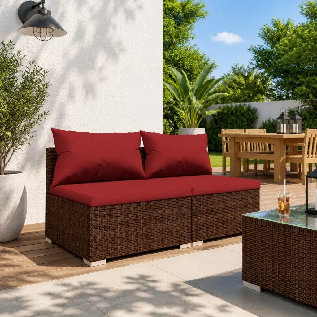 2 Piece Garden Lounge Set Outdoor Patio Furniture with Cushions Poly Rattan