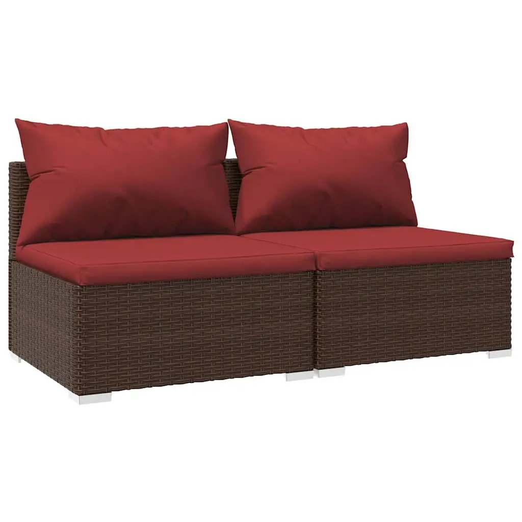 2 Piece Garden Lounge Set Outdoor Patio Furniture with Cushions Poly Rattan