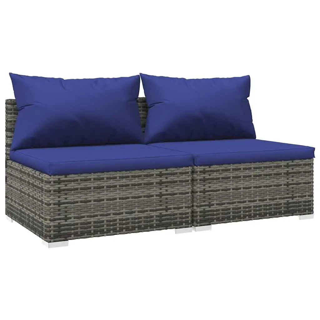 Garden Lounge Set Modular Outdoor Patio Furniture 2 Piece Poly Rattan Grey