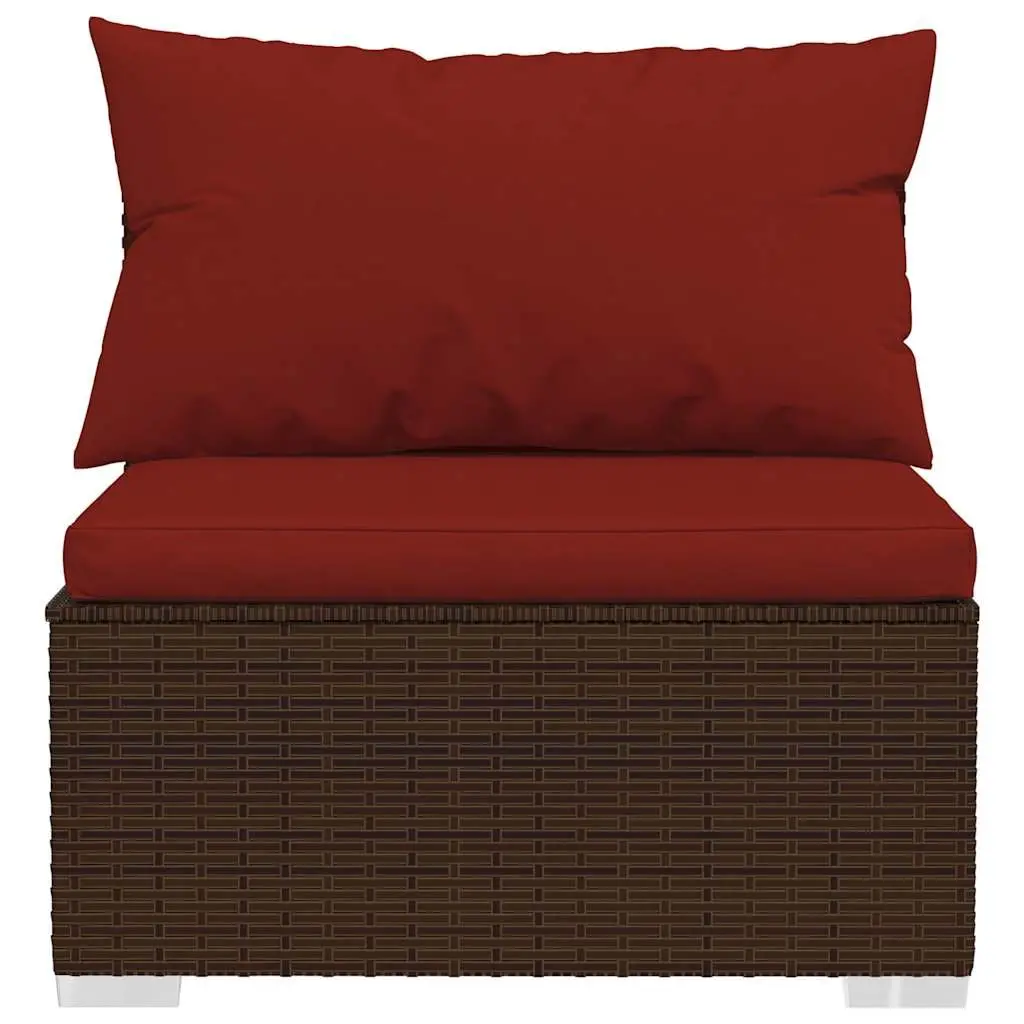 Outdoor Garden Lounge Set Modular Patio Furniture 4 Piece Brown Poly Rattan